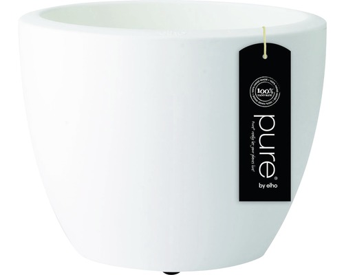 elho Pure zachte kunststof plantenpot, Ø 40 cm, H 30 cm, wit, inclusief wielen