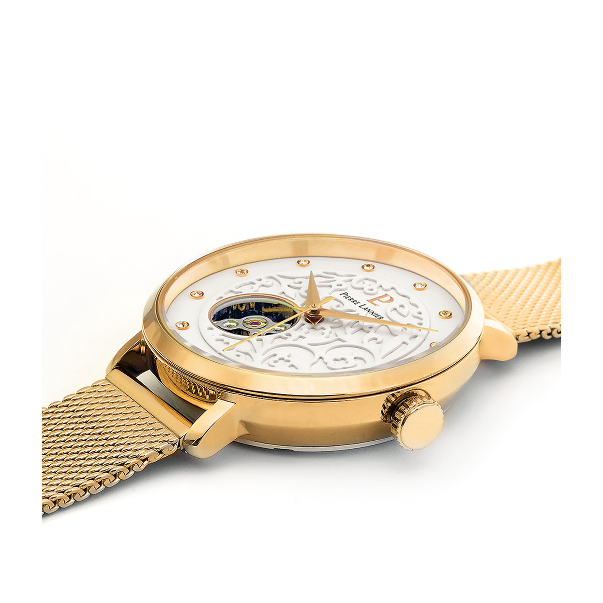 Montre PIERRE LANNIER eolia femme automatique, bracelet acier doré