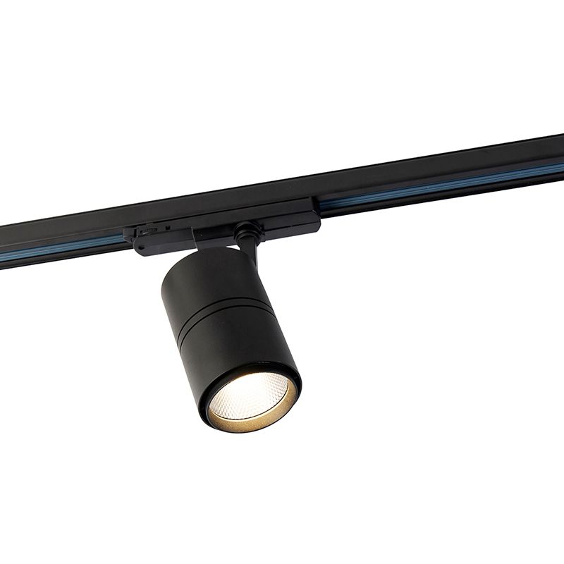 Moderne railspot zwart voor 3-fase rail incl. LED - 3-Phase Ruler