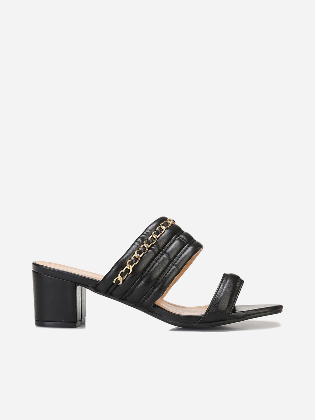 Mules matelassées à chaîne grandes tailles- Noir