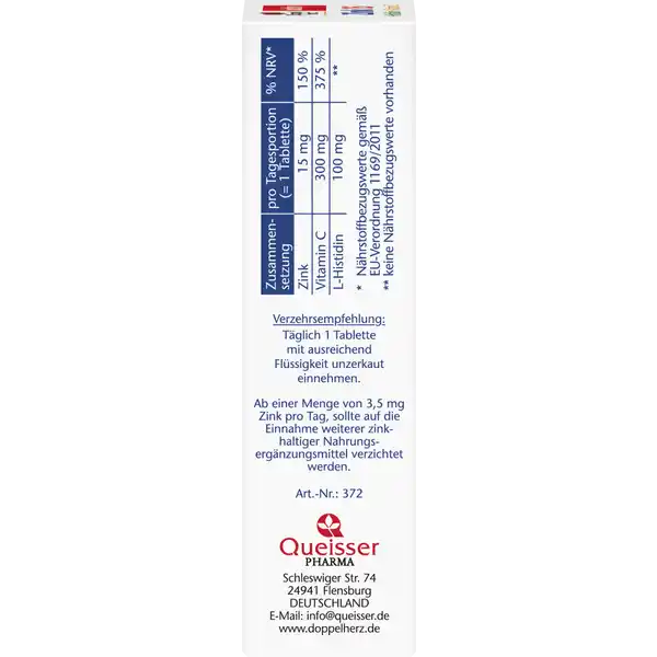 Großpackung aktiv Zink + Histidin + Vitamin C Depot