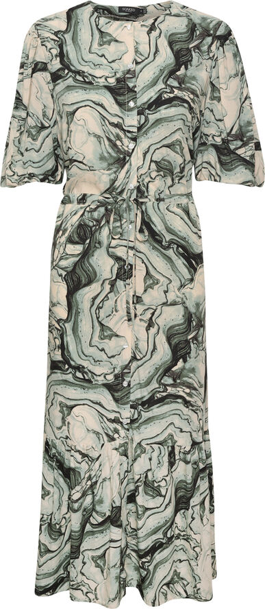 Soaked in Luxury SLLivinna Midi Dress Loden green marble print