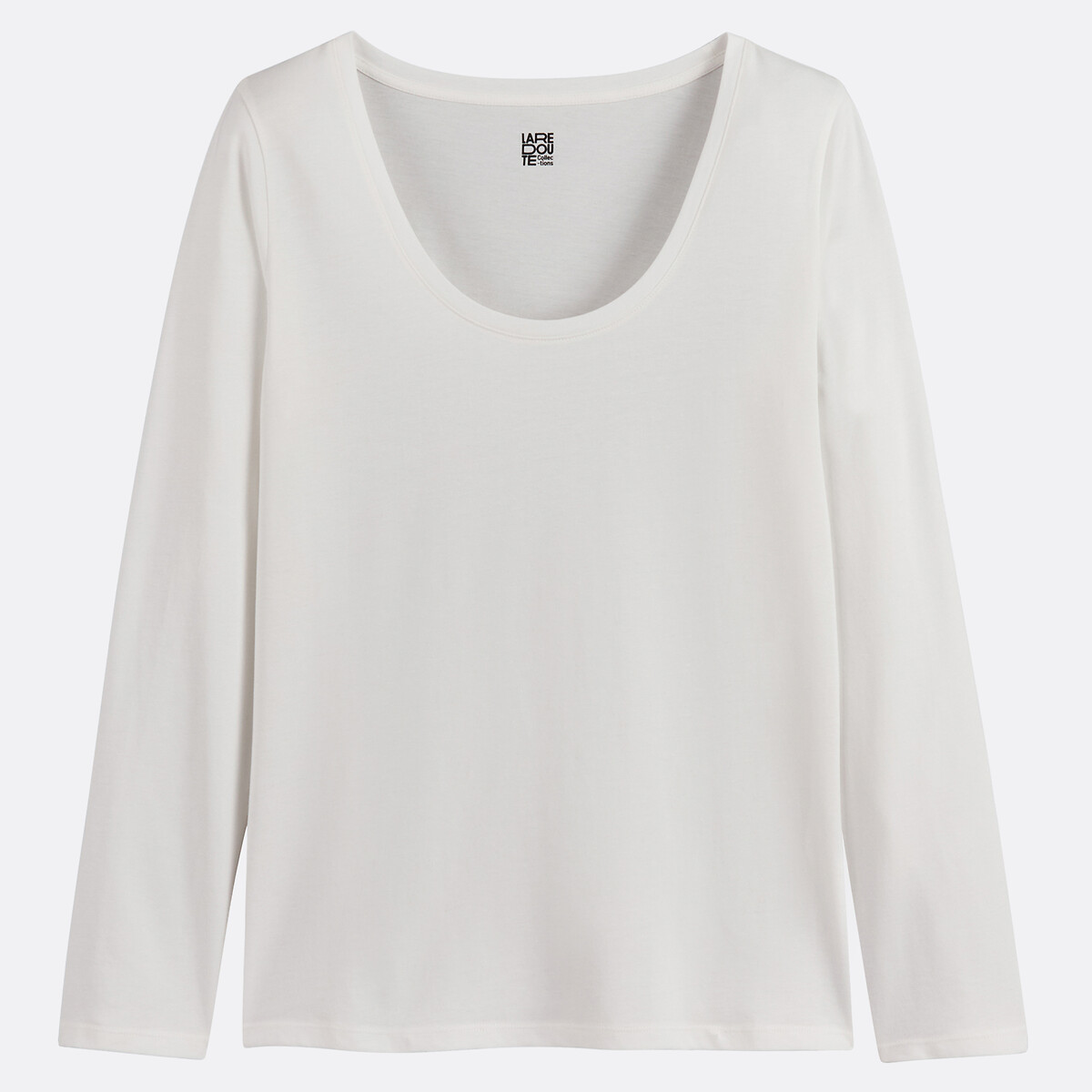 COLEÇÕES LA REDOUTE<br>Camiseta de algodão orgânico, gola redonda, mangas compridas