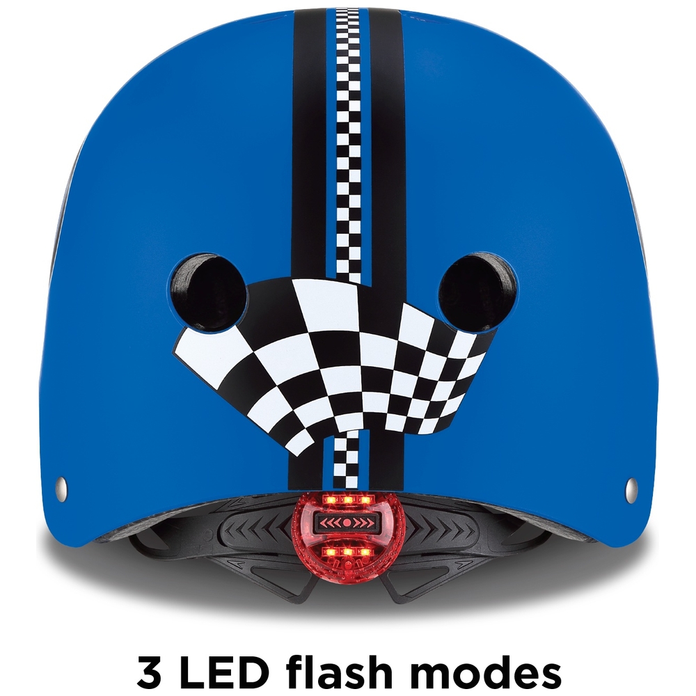 Globber bedruckter Helm, marineblau mit Lichtern, Größe XS (48–53 cm)