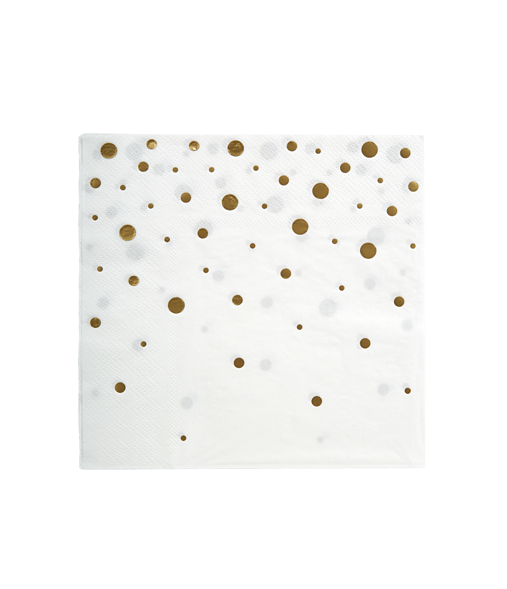 Servetten Gouden Stippen Wit 17cm 16st