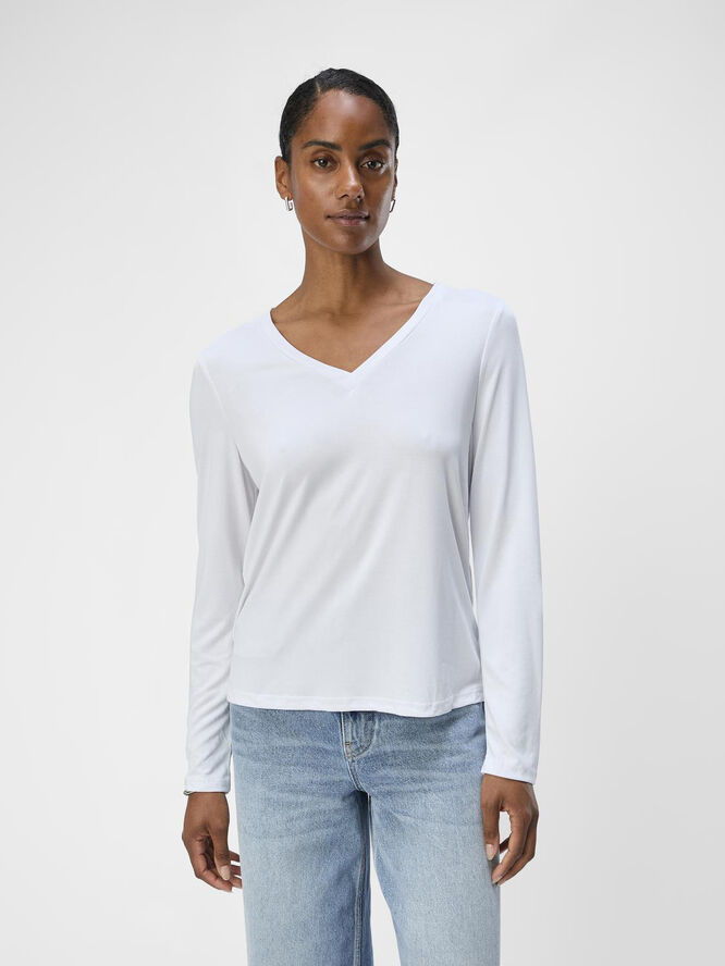 Object OBJANNIE RE L/S V-NECK TOP NOOS White