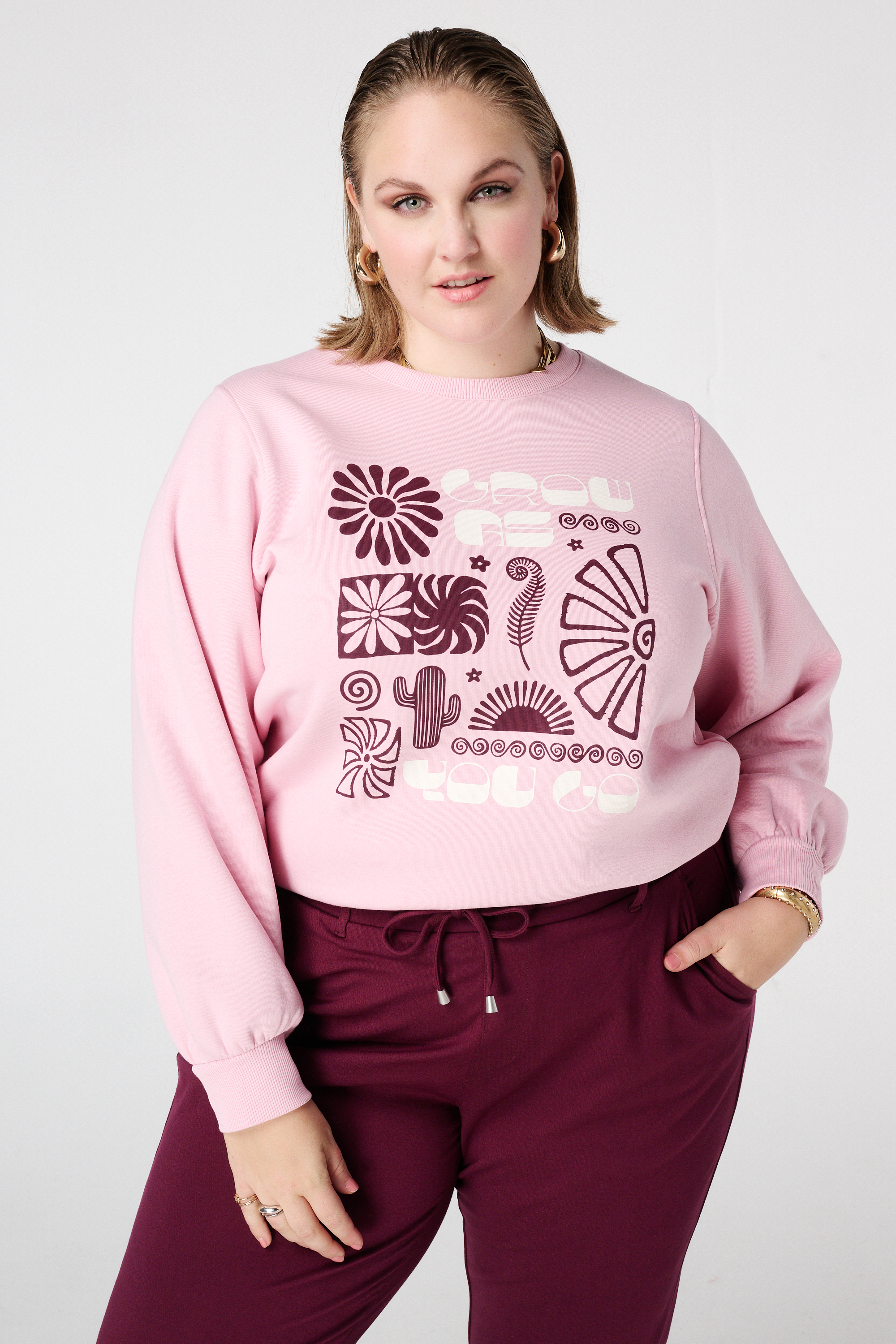 Sweater met print Licht rose