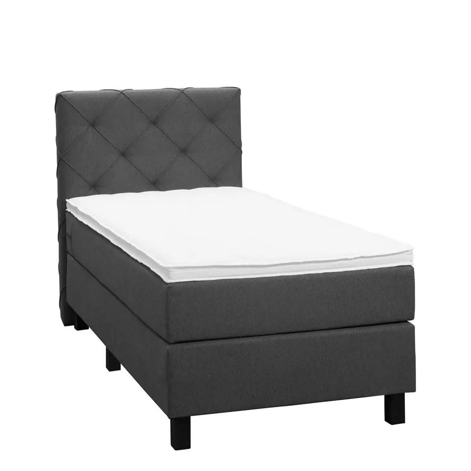 Boxspring Liv geruit - antraciet - 90x200 cm - vierkante poot