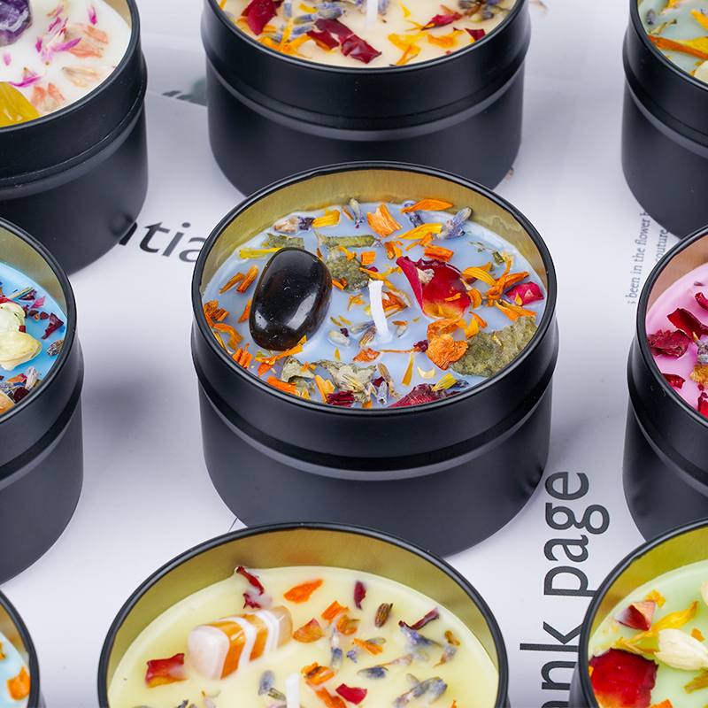 Duft Kerze in Dose Aromatherapie Sojawachs Kerze Home Deko Blumen - Lavendel