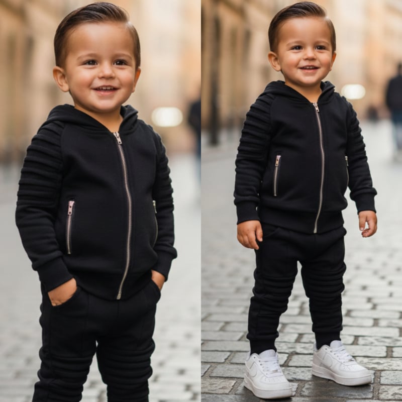 Little biker boy set - zwart