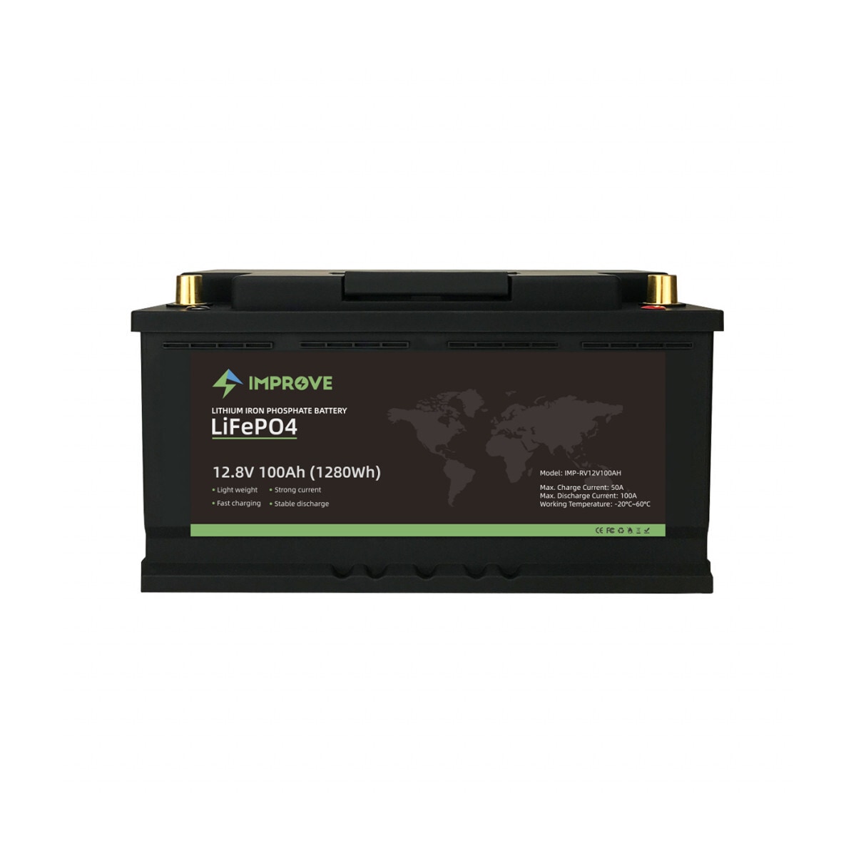IMPROVE Lithium Batteri 12V 100Ah (LiFePO4) BMS 100A - BOBIL