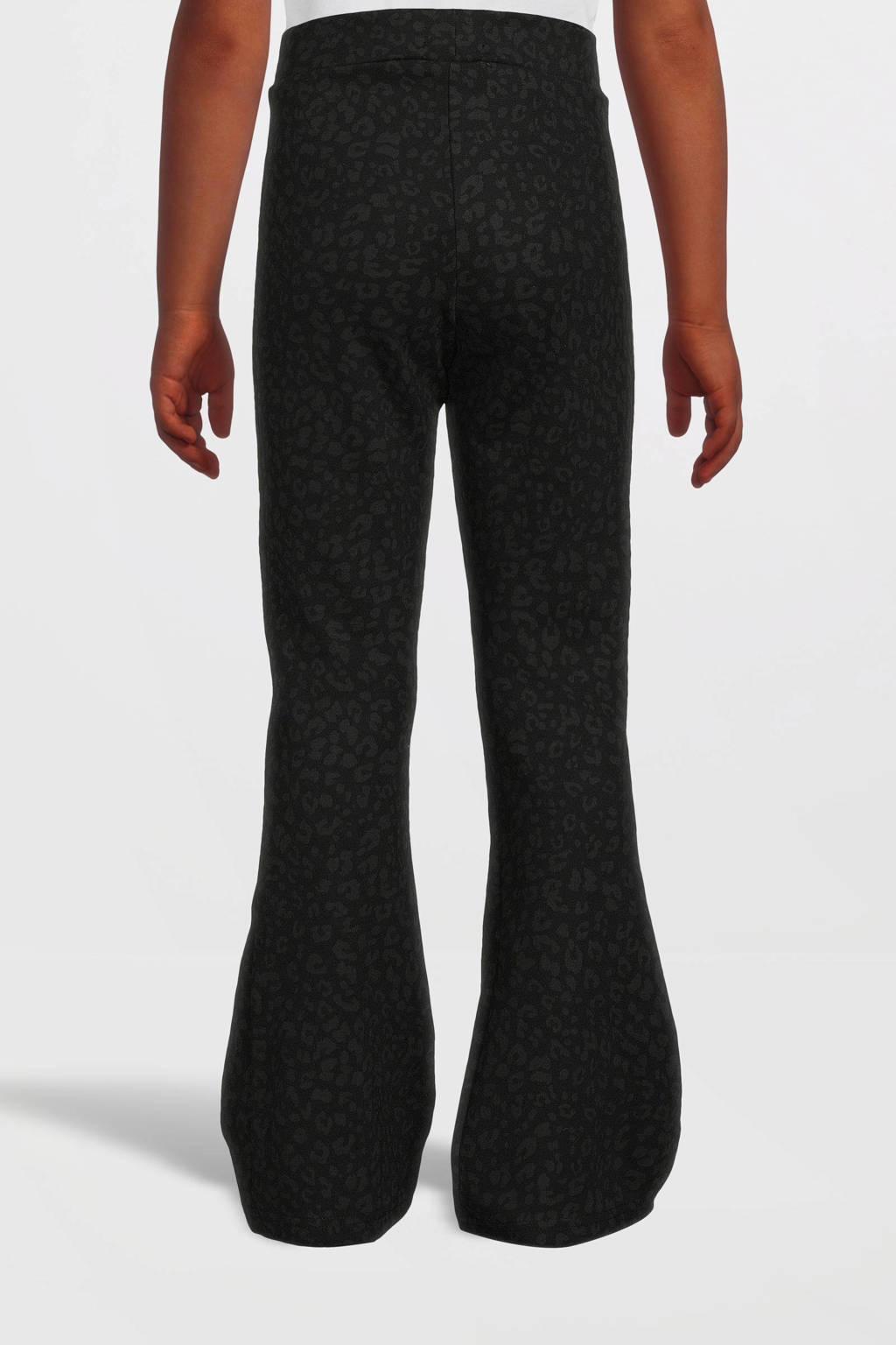 NAME IT flared broek NKFTRIKKALEO met panterprint zwart