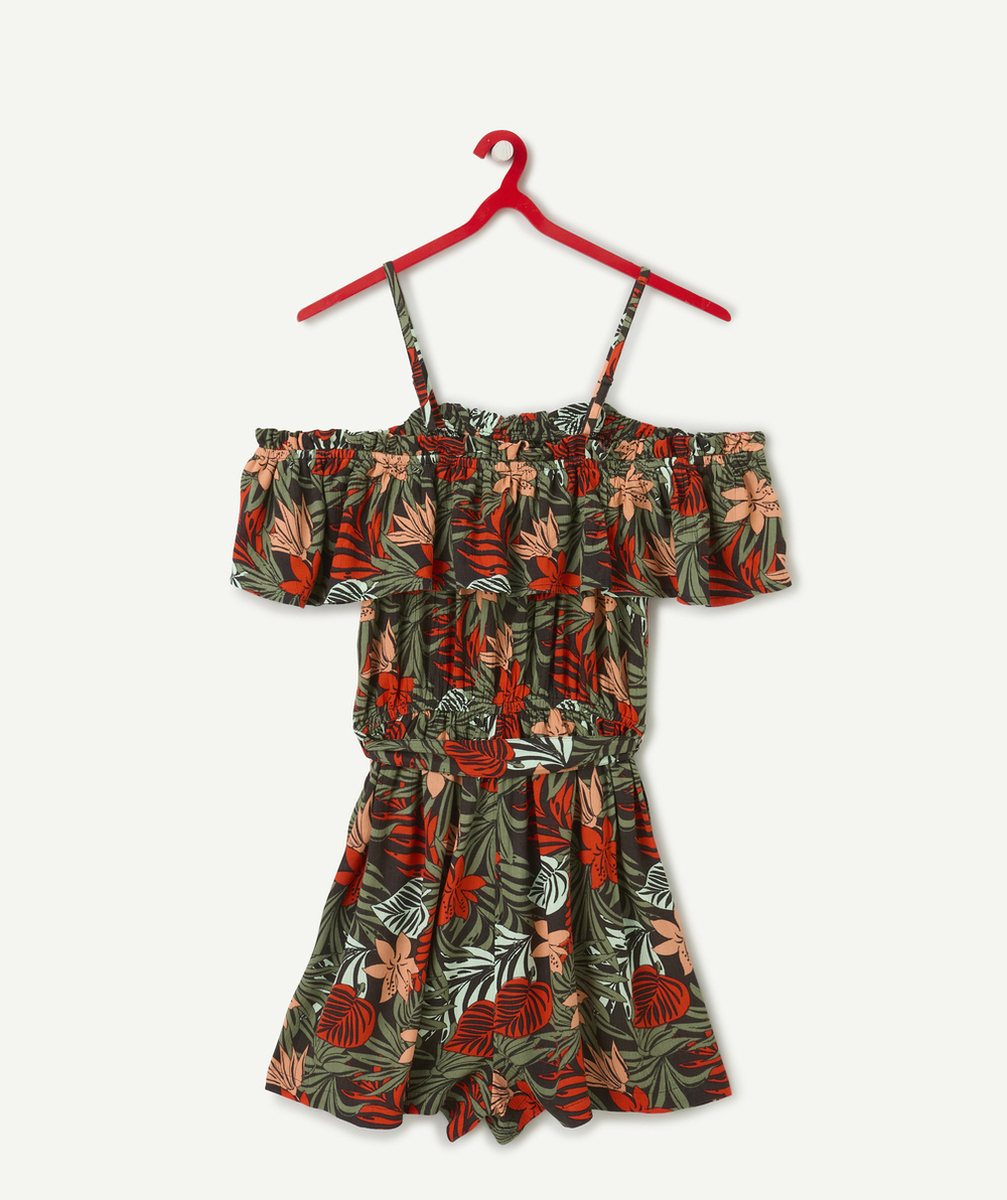 combishort ado en viscose responsable imprimé jungle à volants