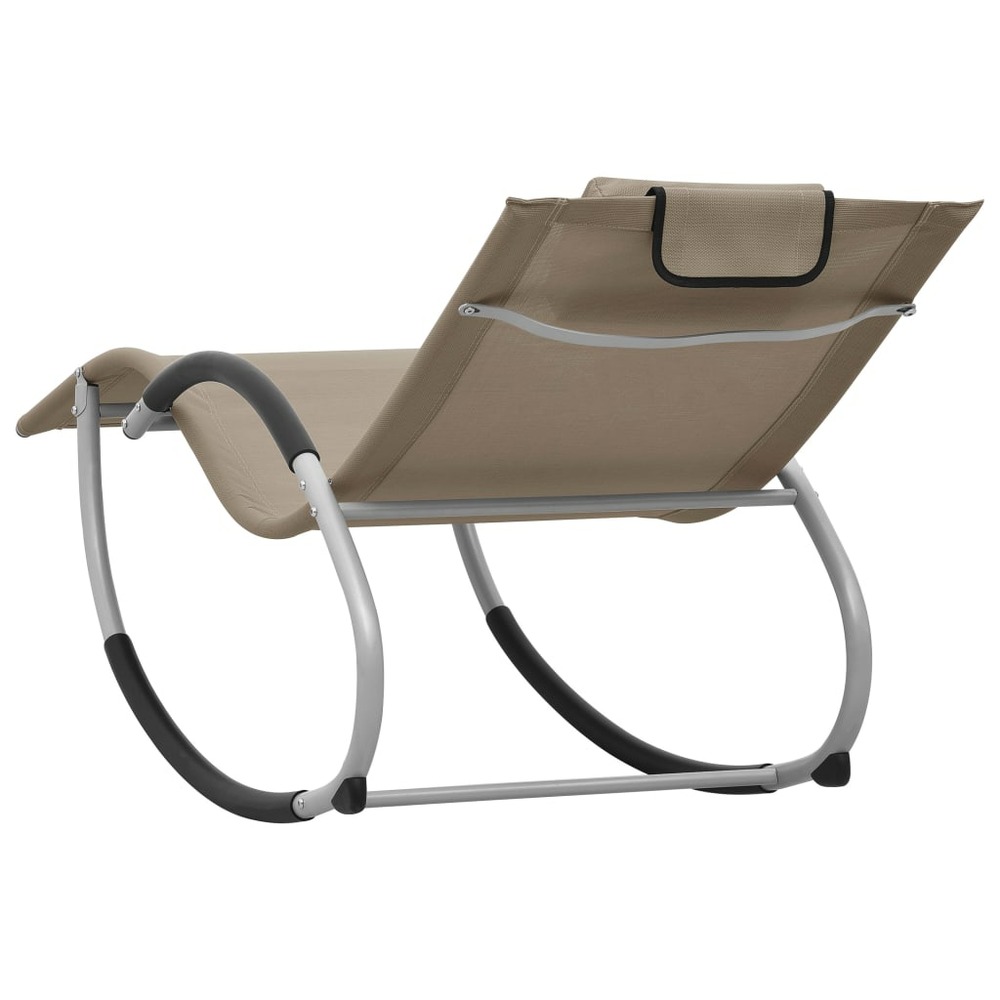 Transat chaise longue bain de soleil lit de jardin terrasse meuble d'extérieur avec oreiller taupe textilène