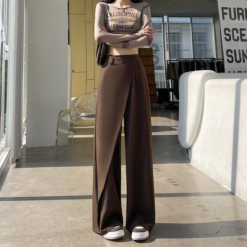 Luminato - High Rise Plain Wrap Wide Leg Broek