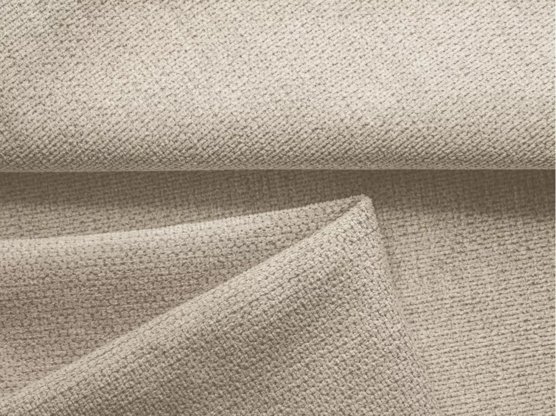 Canapé d'angle panoramique convertible en tissu chenille - beige foncé - KAILA