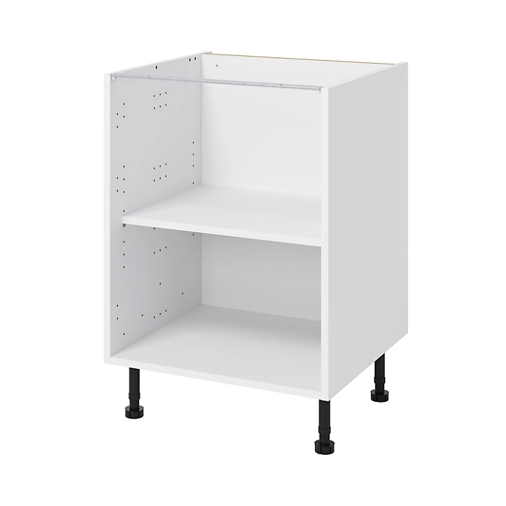 Meuble bas de cuisine avec 1 tiroir et 2 casseroliers GoodHome Stevia blanc brillant L. 60 x H. 72 cm