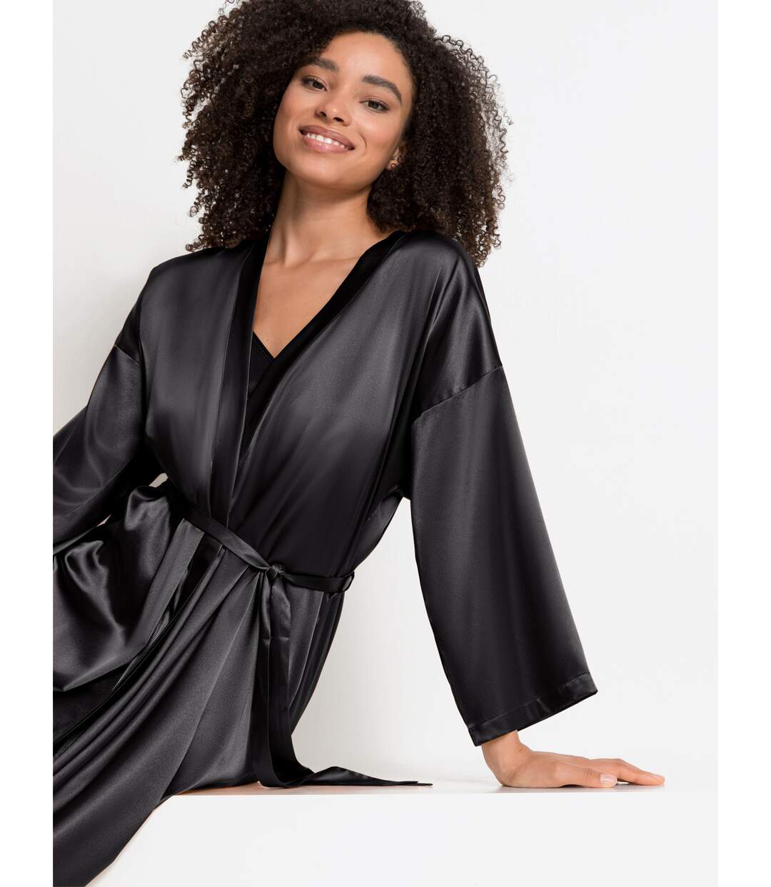 Kimono long satin Zusatz Lascana