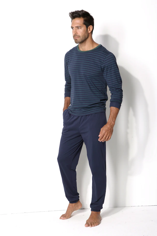 le jogger® Pyjama, 4 Stk. Schlafanazug lang im Streifendesign