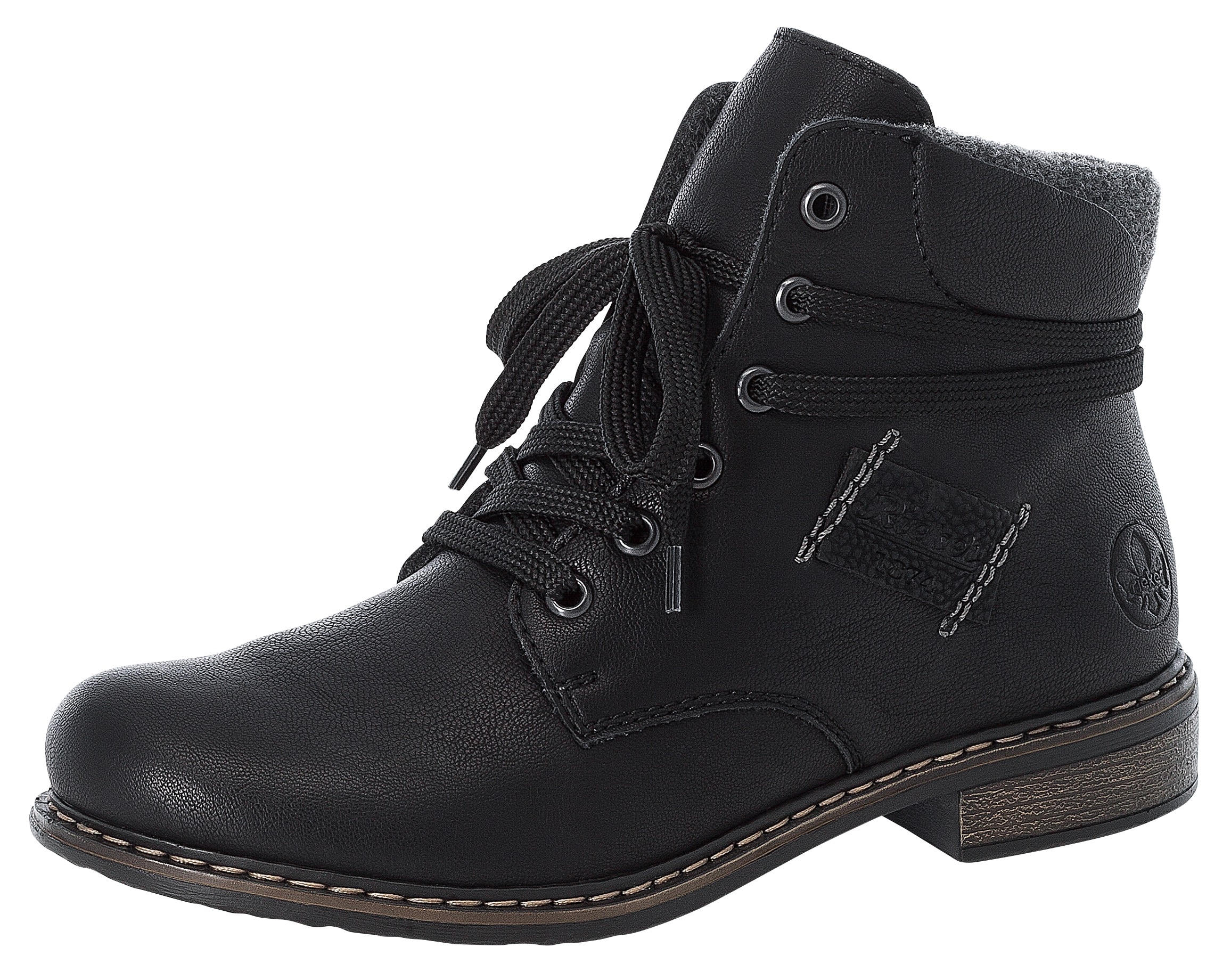 Rieker Schnürstiefelette  , Schnürboots, Blockabsatz, mit gepolstertem Schaftabschluss