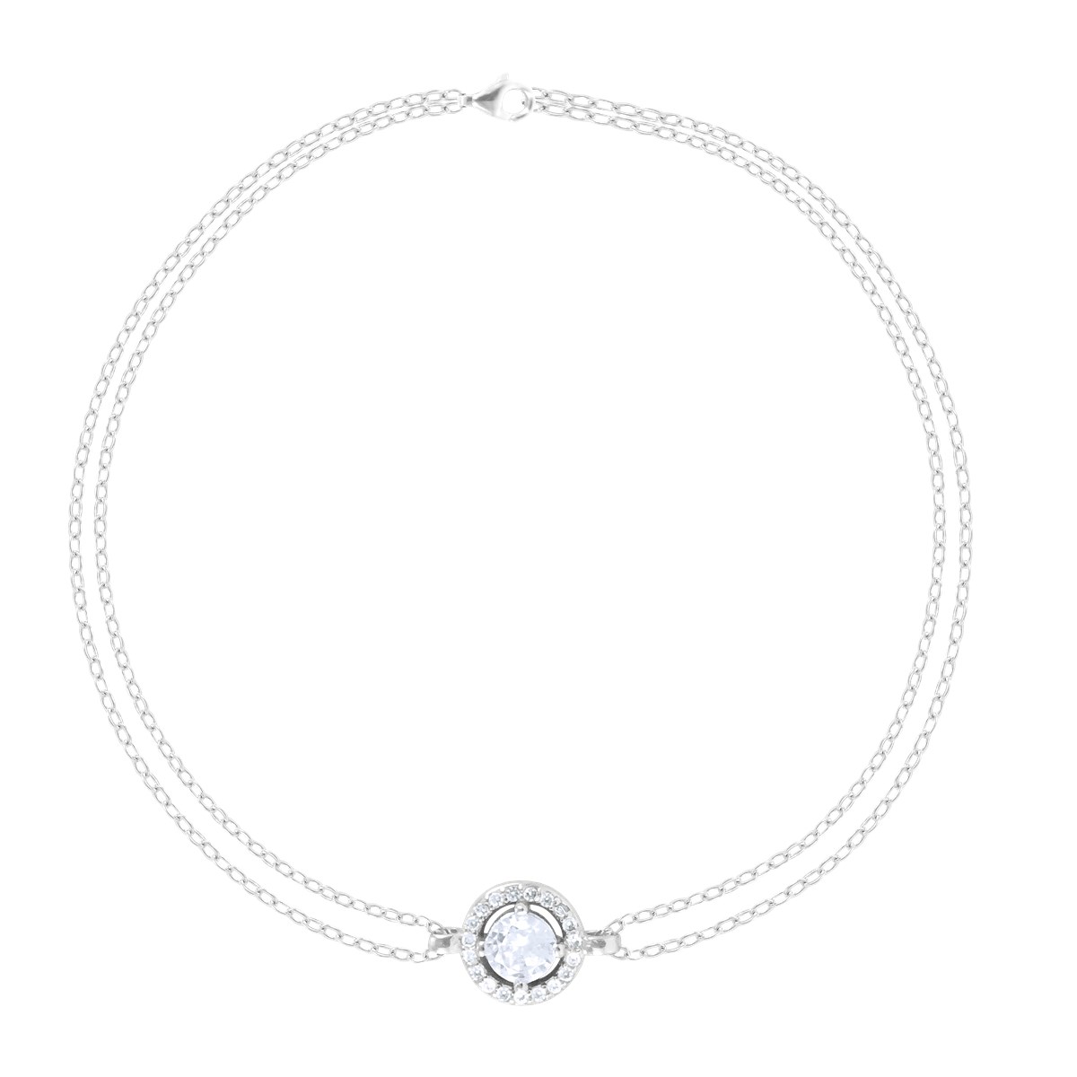 Bracelet en argent 925 rhodié avec oxydes de zirconium