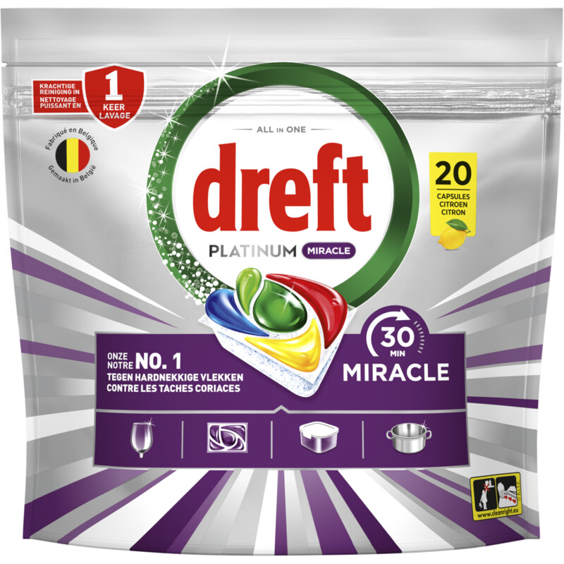 Dreft Platinum miracle vaatwascapsules citroen