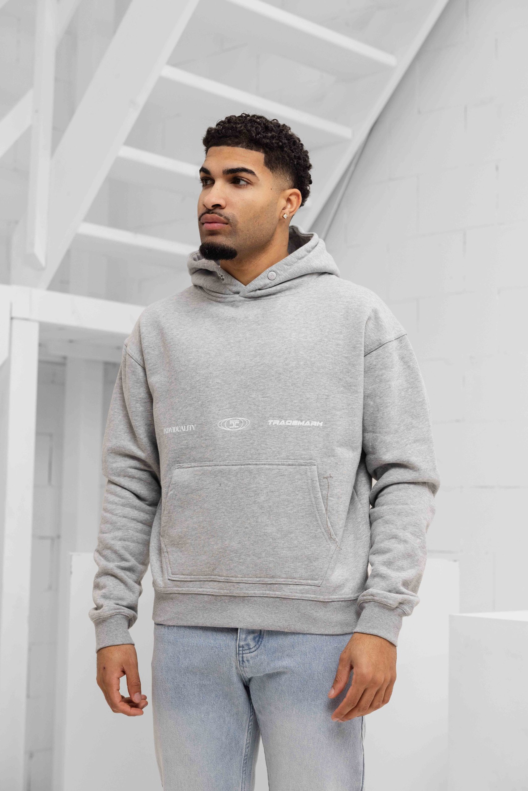 Jorcustom Fleece Uncommon Minds Oversized Hoodie Heren Grijs
