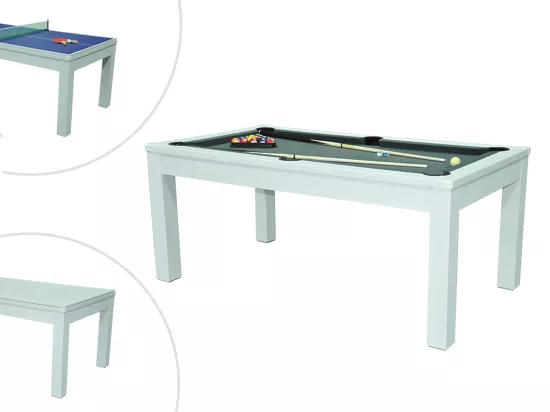 Table transformable blanche - Billard & Ping-pong - L182 x l102 x H80 cm - HENK