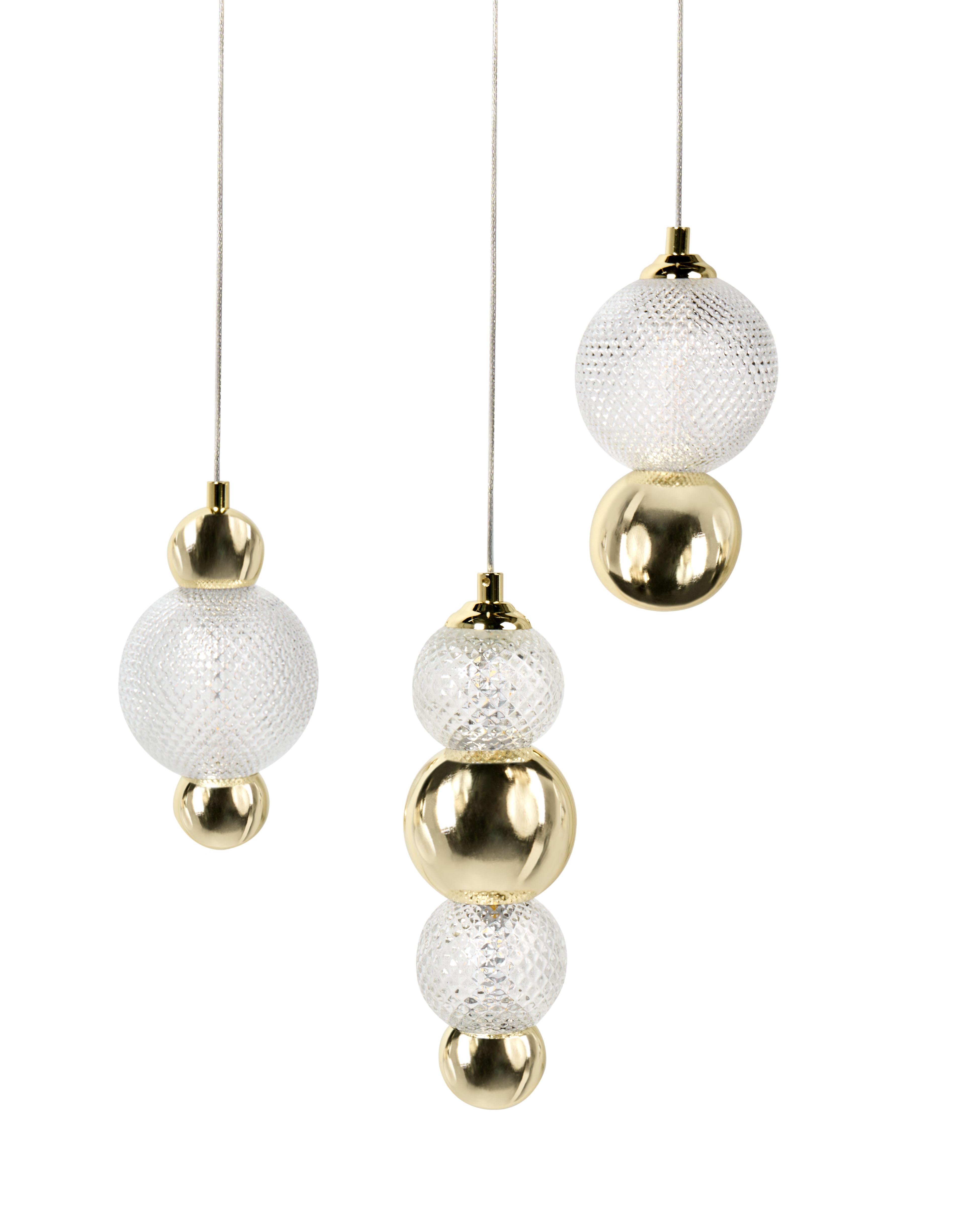 3-lichts hanglamp SORA LED Glas Goud