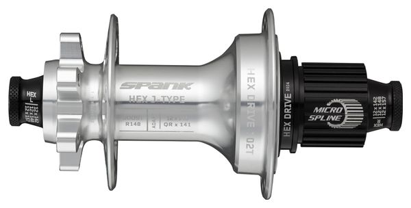 Moyeu Arrière Spank HEX J-Type E-Plus 102T / Boost 12x148 / 32 Trous Argent
