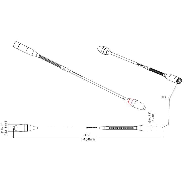 Sennheiser MEG 14-40L B zwanenhals met microfoonkop en LED-ring