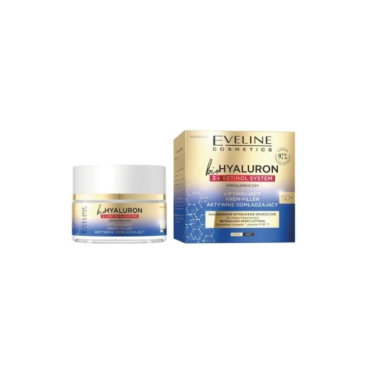 Eveline BioHyaluron 3x Retinol System 40+ ultra-hydraterende Crème-Filler die de huidstructuur verbetert 50 ml