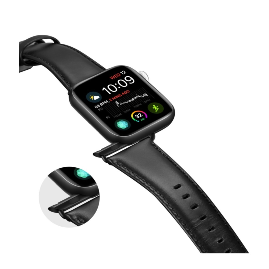 Apple Watch (42/41/40/38 mm) Ersatz Echtleder Armband (Gelenkumfang 155-215 mm) - Hellbraun