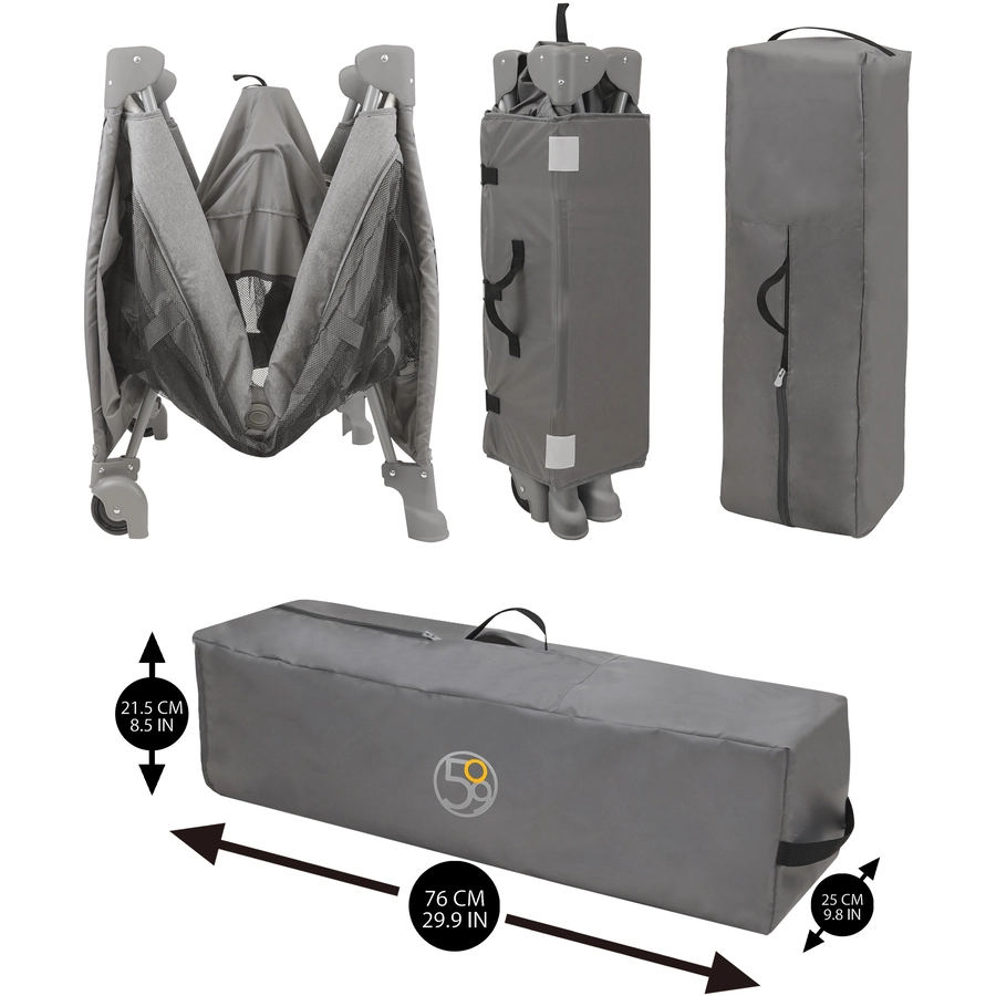 509 Crew Reisebett Play Yard 4 in 1 Melange Grey