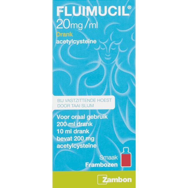 Fluimucil 20 mg/ml Hoestdrank Frambozensmaak