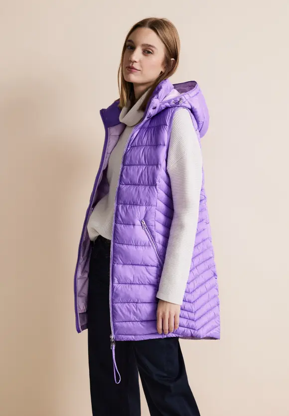 Kapuzen Longweste - shiny lilac