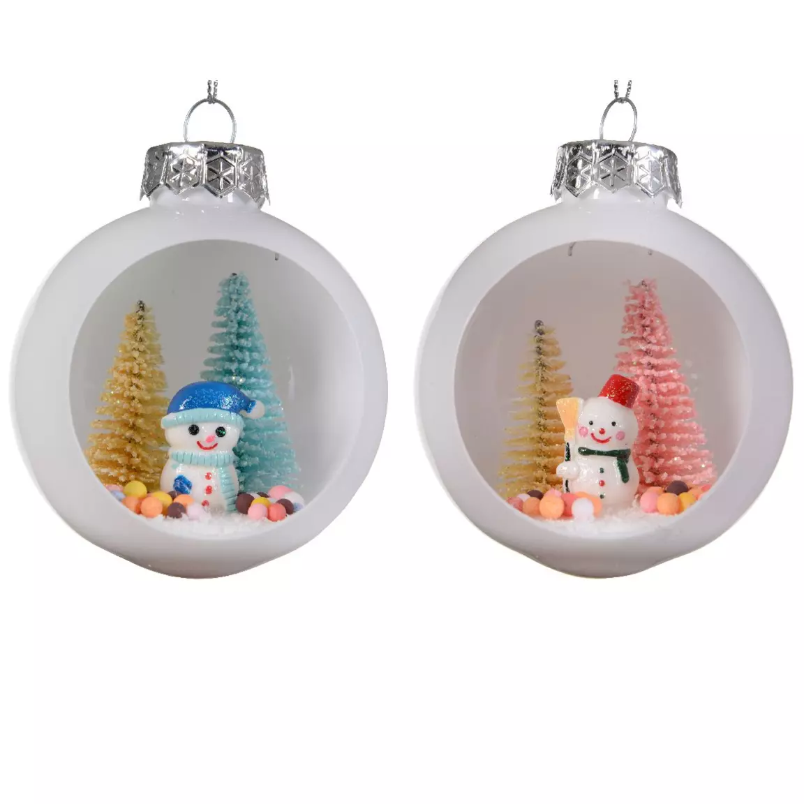 Lot de 12 boules de Noël (D80 mm) Bouli Blanc