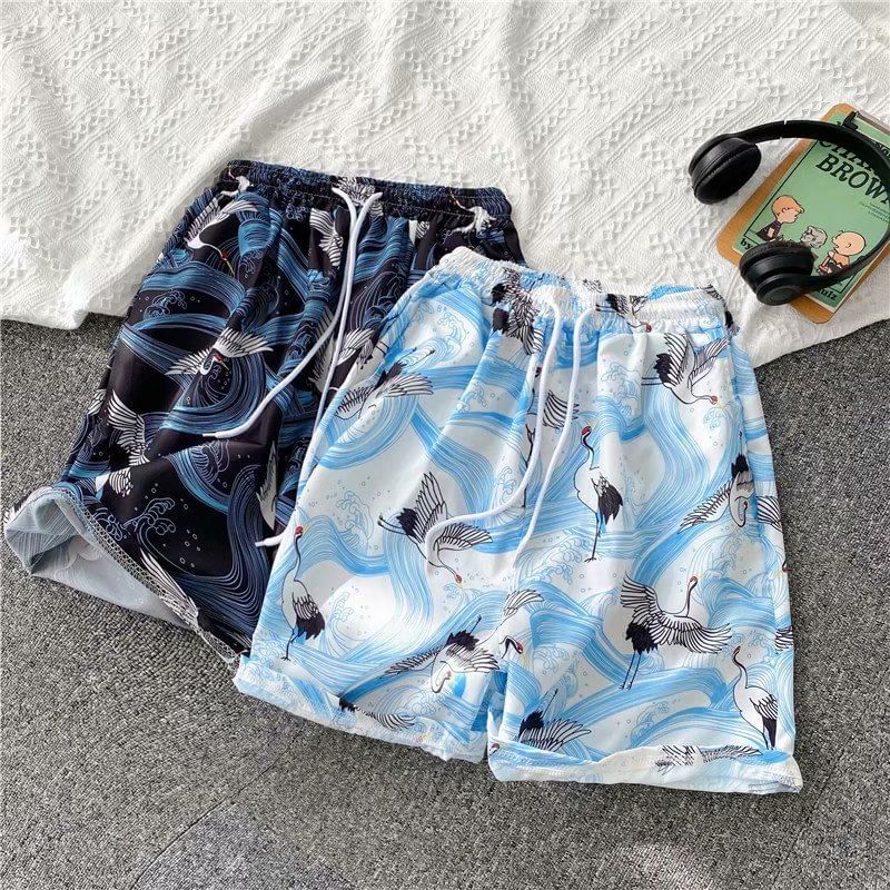 Acrius - Shorts met trekkoord in de taille en tropische print