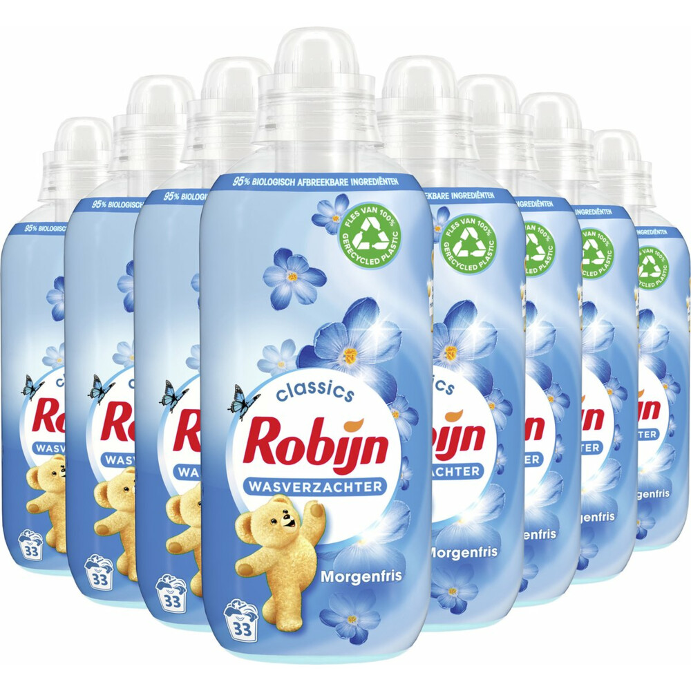 8x Robijn Wasverzachter Morgenfris 33 Wasbeurten825 ml