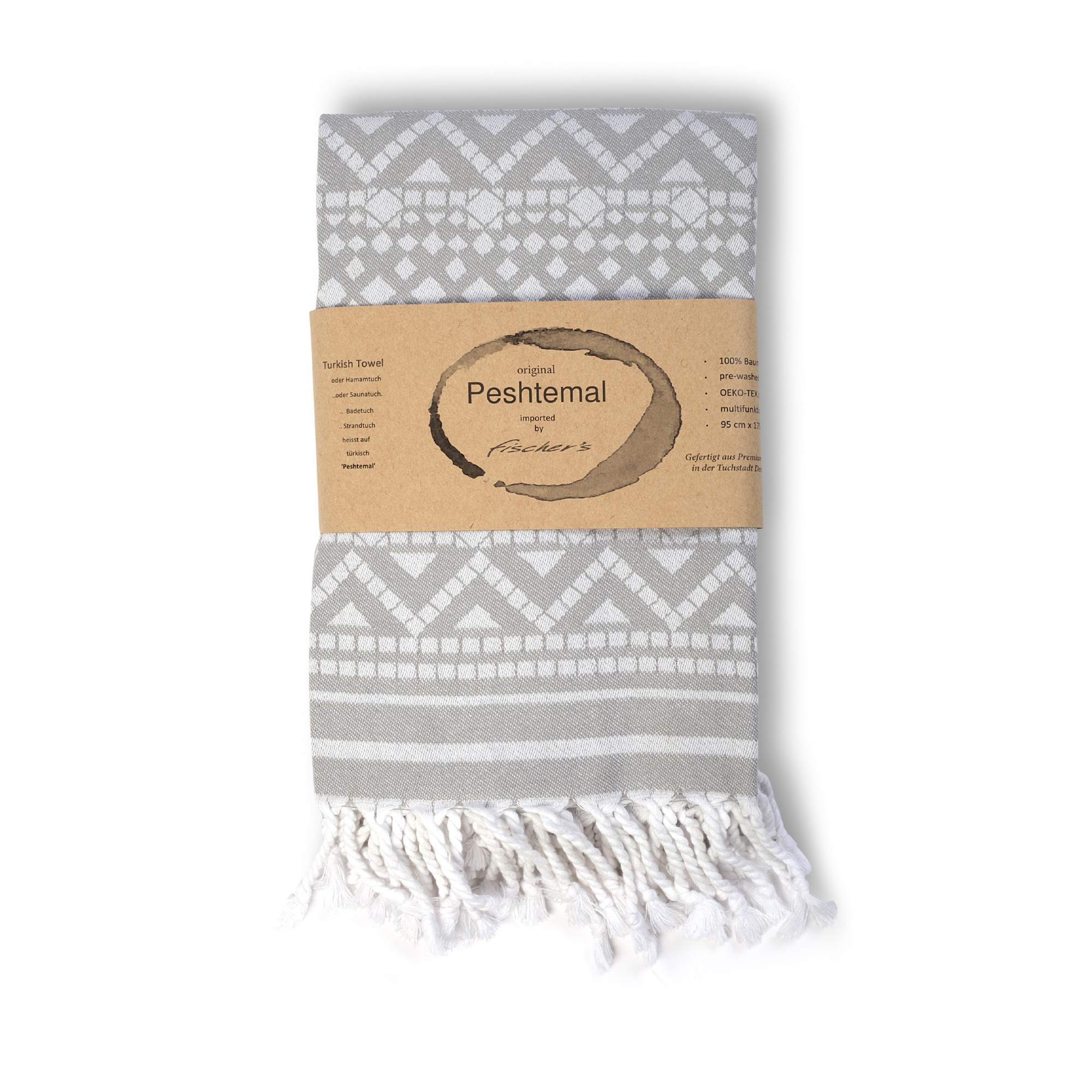 Hamamtuch 'Rug', hellgrau, L 175 cm, B 95 cm von fischer's lagerhaus