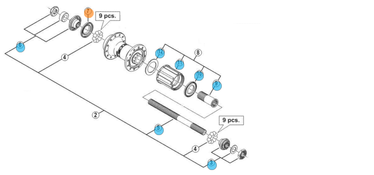 Inderste pakning ved kugler/konus M595 og mange flere