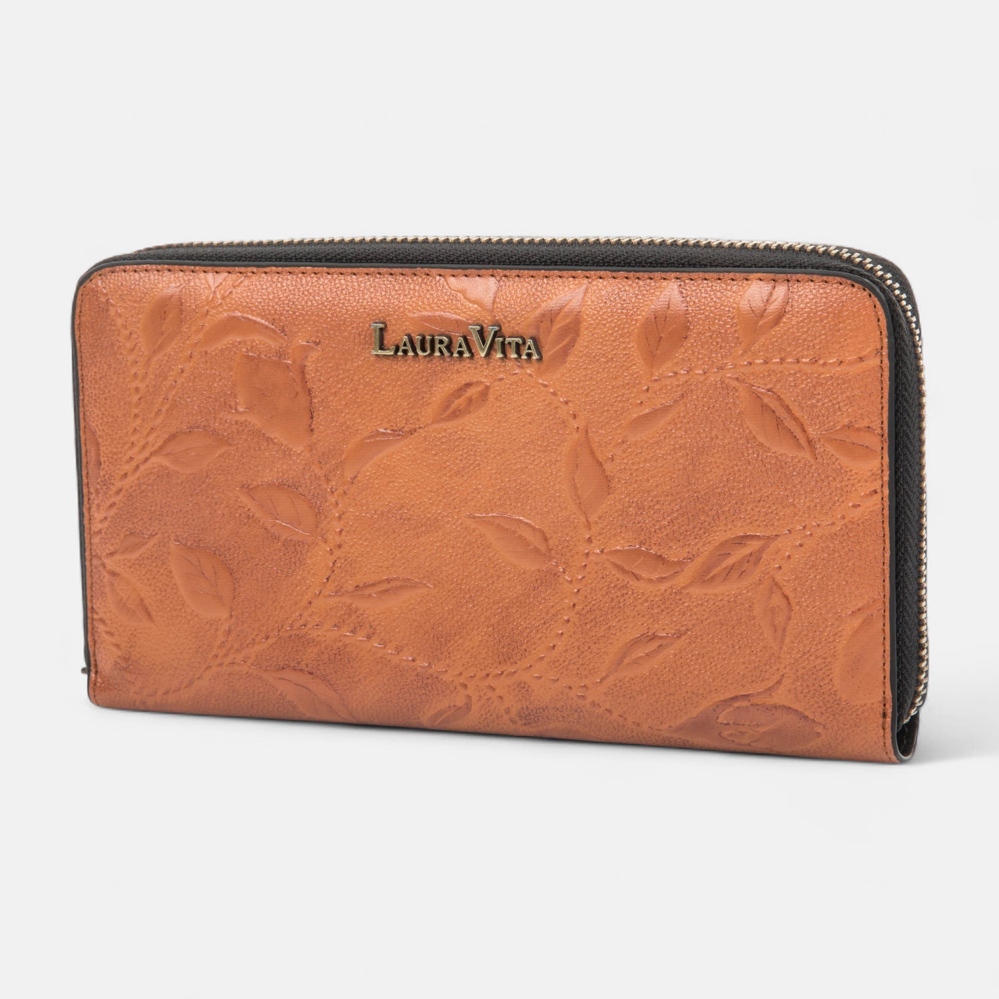 Petite maroquinerie en cuir camel