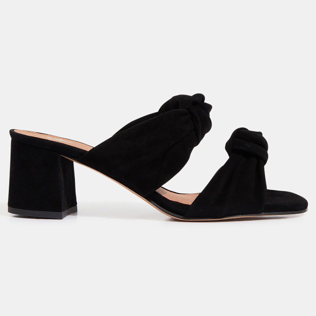 Galeries Lafayette Mules à talon en Velours de Cuir noires - Talon 5.5 cm