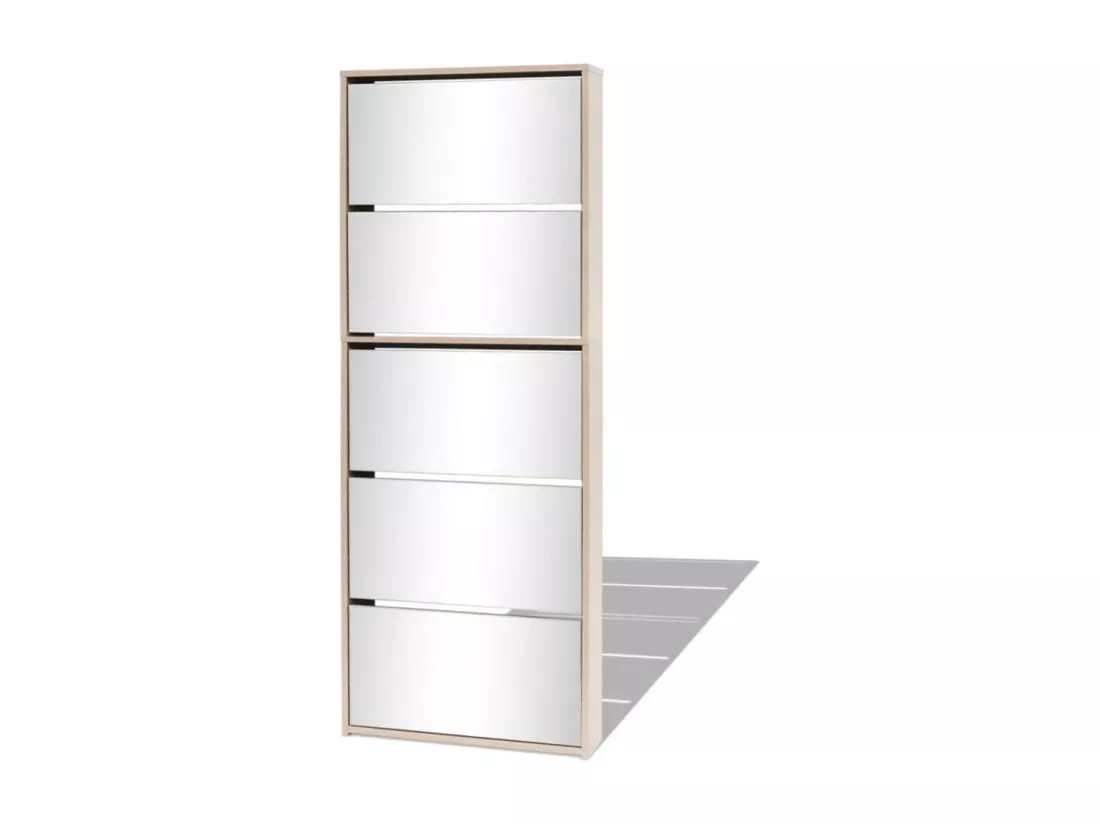 Meuble à chaussures 5 étagères et miroir 63x17x169,5 Chêne