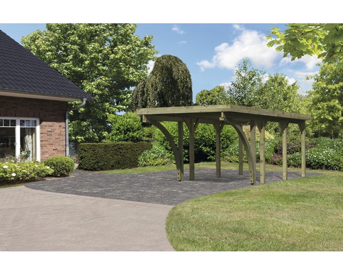 Enkele carport Karibu Bremm 2 variant C 318x670 cm drukgeïmpregneerd
