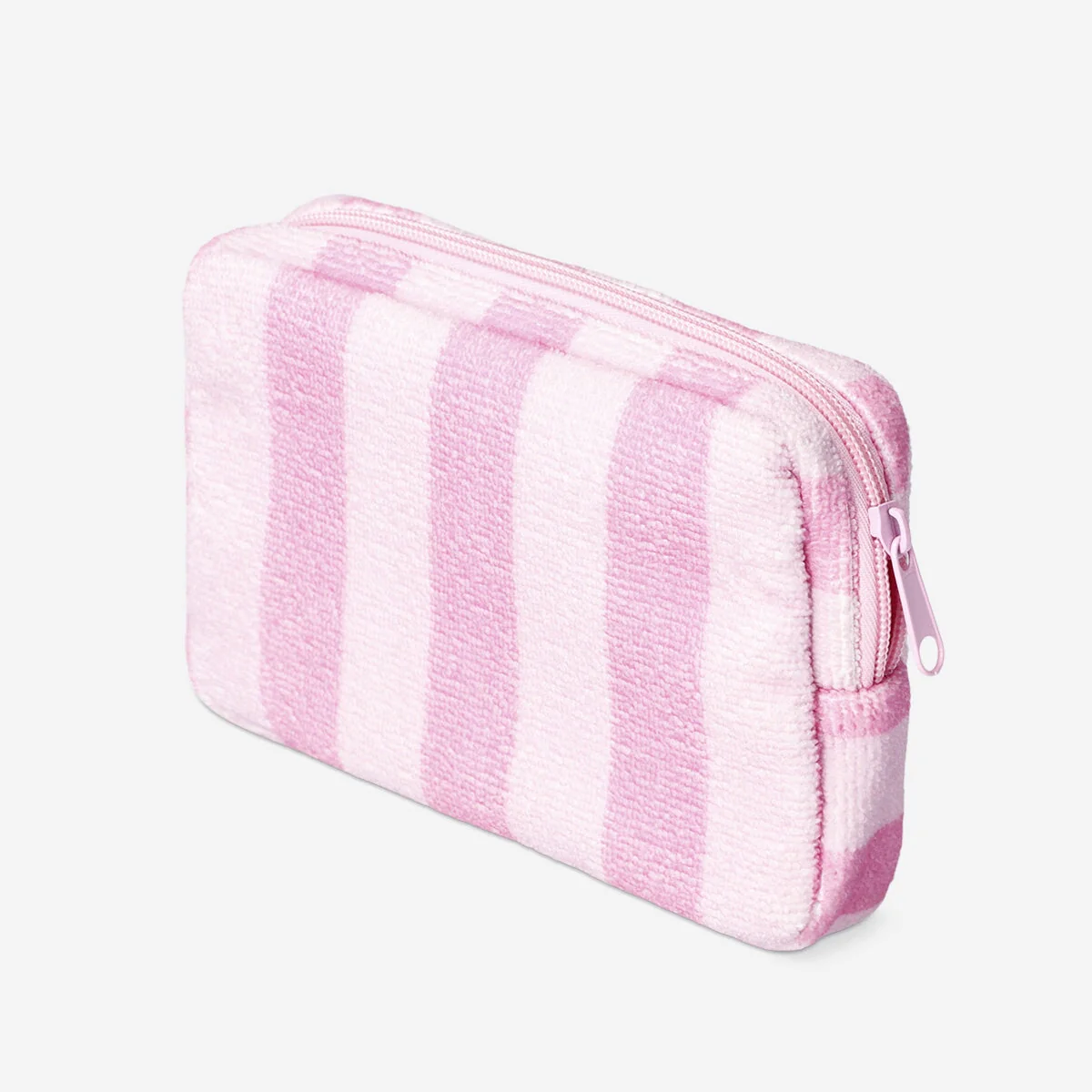 Pink kosmetiktaske med striber og ananasprint