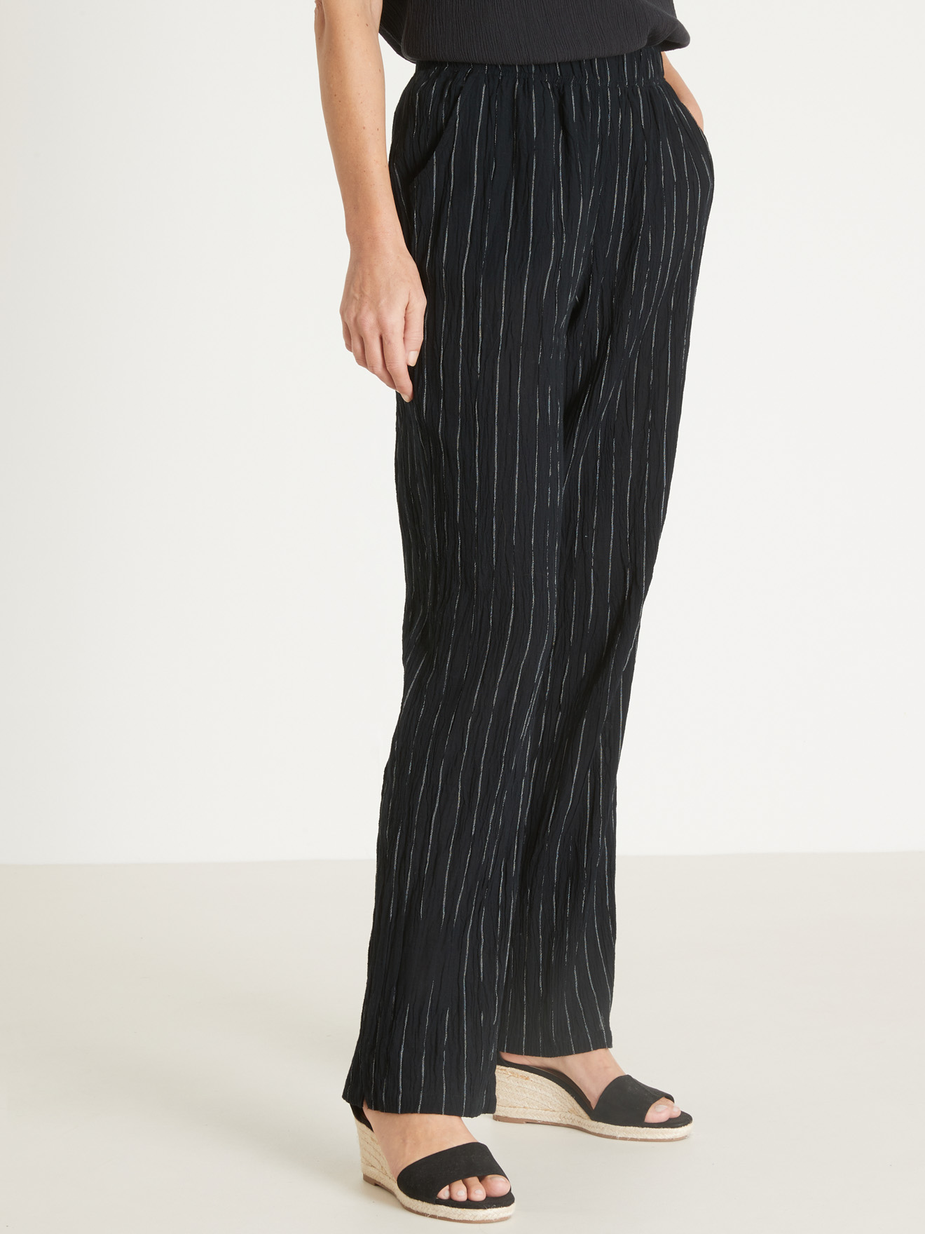 Pantalon en tissu créponné pur coton