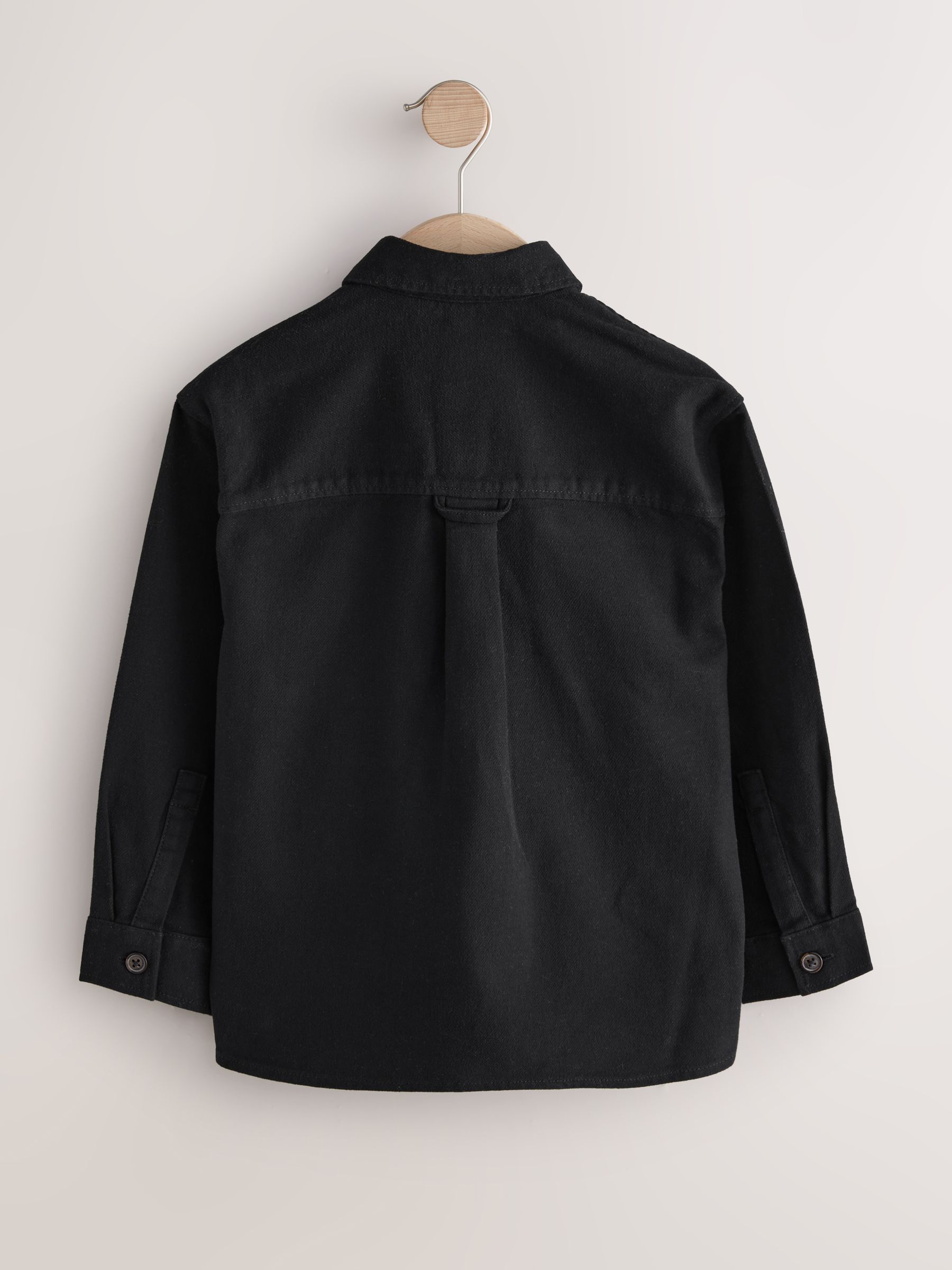 Zwart - Geborsteld overshirt (3-16jr)