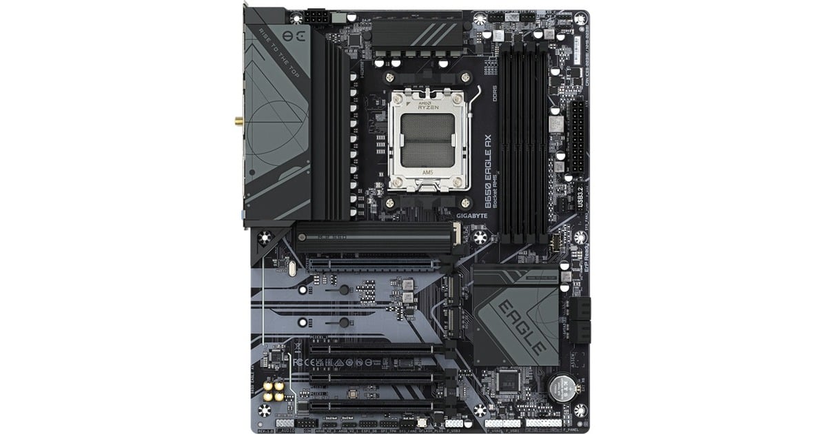GIGABYTEB650 EAGLE AX socket AM5 moederbord  (Zwart/grijs, RAID, Gb-LAN, WLAN, BT, Sound, ATX)
