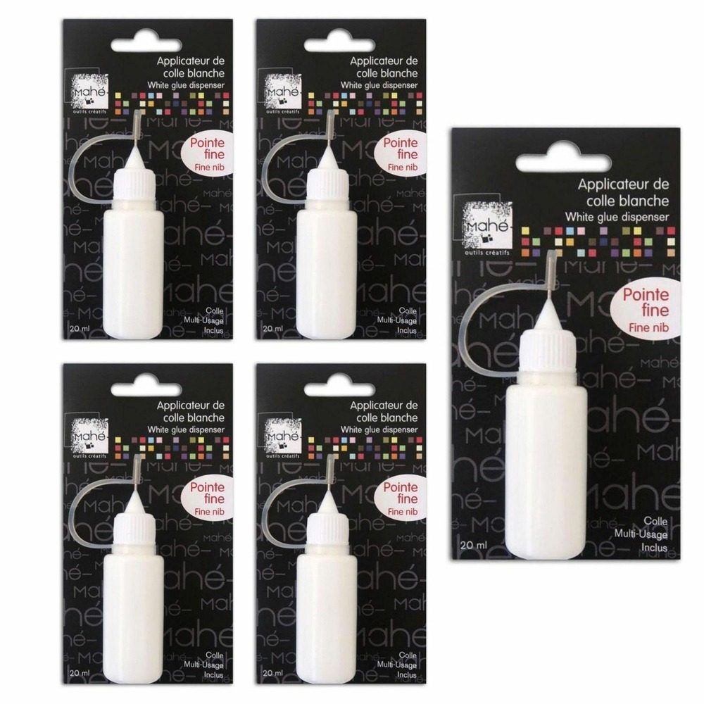 5 tubes de colle blanche pointe fine - 20 ml